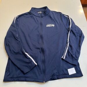 NFL Team Apparel Seattle Seahawks Mens XL Navy Blue Full Zip Track Jacket Stripe